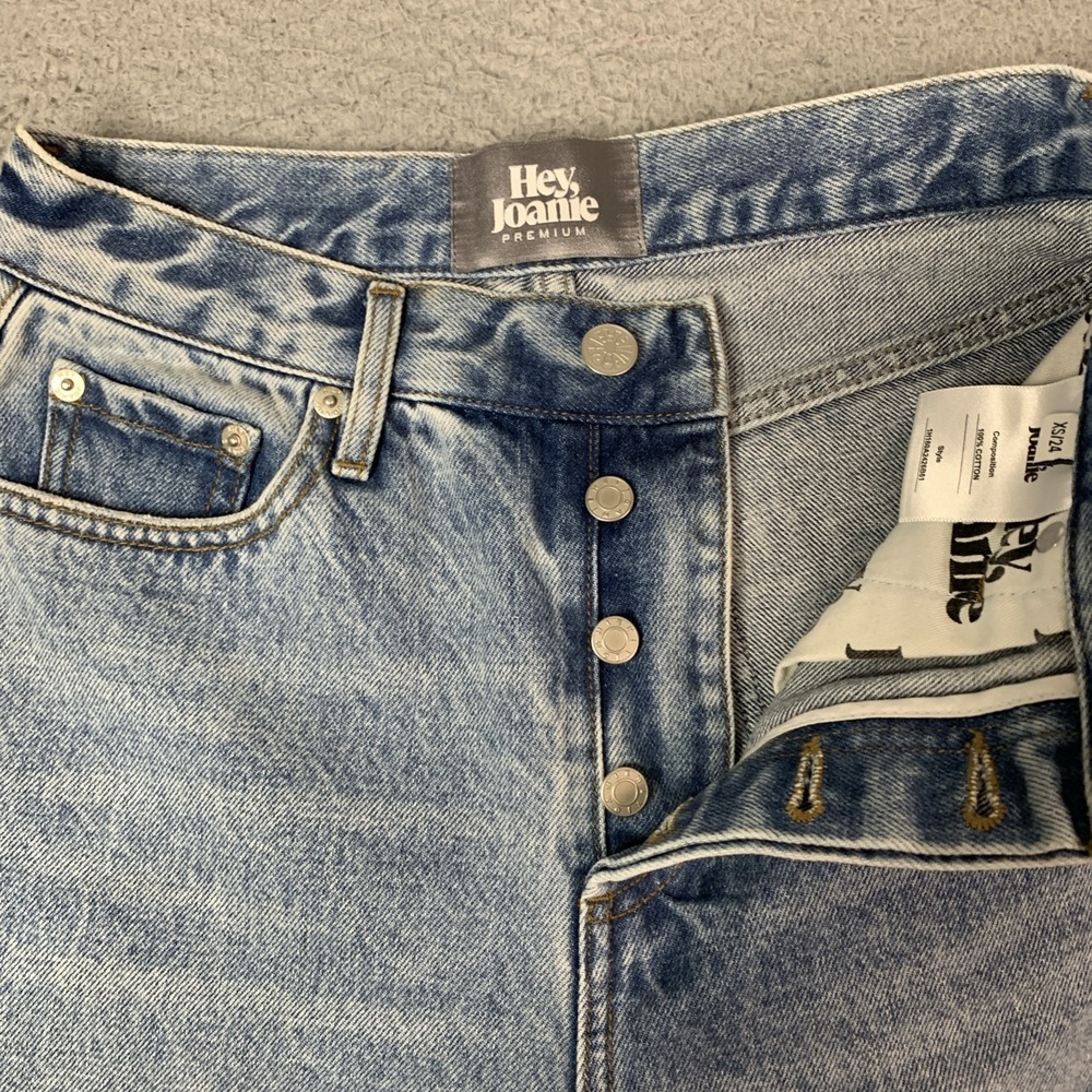 Hey Joanie Y2K 90's straight loose Women's Jeans Size XS 24 Mid Rise 10" - Picture 5 of 15